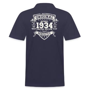 90e anniversaire mari Original avril Vintage 1934 - Polo Homme - bleu marine - Dos - Kai (181cm)