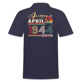 80e anniversaire mari avril Vintage 1944 génial - Polo Homme - bleu marine - Dos - Kai (181cm)
