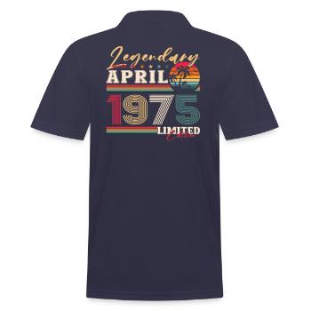 49th Birthday Husband Original April Vintage 1975 - Men's Polo Shirt - navy - Back - Kai (181cm)