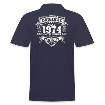 Anniversaire 1974 Mai 1974 Millésime 1974 Légende 74 - Polo Homme - bleu marine - Dos - Kai (181cm)