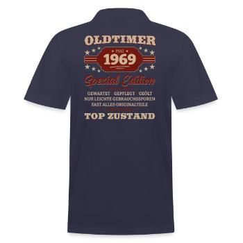 Oldtimer Mai 1969 Jahrgang 1954 Geburtstag 1969 - Männer Poloshirt - Navy - Hinten - Kai (181cm)