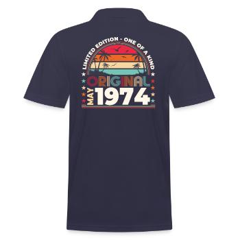 Anniversaire 1974 Mai 1974 Millésime 1974 Légende 74 - Polo Homme - bleu marine - Dos - Kai (181cm)