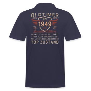Oldtimer Mai 1949 Jahrgang 1949 Geburtstag 1949 - Männer Poloshirt - Navy - Hinten - Kai (181cm)