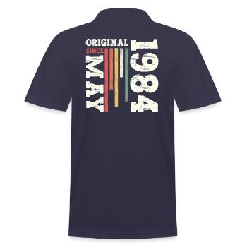 Original May 1984 Vintage 1984 Birthday 1984 - Men's Polo Shirt - navy - Back - Kai (181cm)
