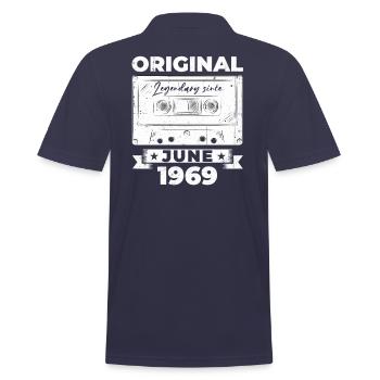 Kassette Juni 1969 Jahrgang 1969 Geburtstag 1969 - Männer Poloshirt - Navy - Hinten - Kai (181cm)