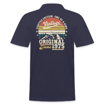 Original Juni 1975 Jahrgang 1975 Geburtstag 1975 - Männer Poloshirt - Navy - Hinten - Kai (181cm)