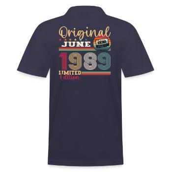 Cassette June 1989 Vintage 1989 Birthday 1989 - Men's Polo Shirt - navy - Back - Kai (181cm)