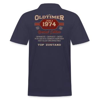 50th Birthday Classic Car July 1974 Vintage 1974 - Men's Polo Shirt - navy - Back - Kai (181cm)