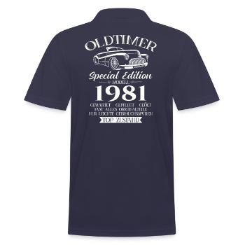 Oldtimer 1981 Jahrgang 1981 43. Geburtstag 1981 - Männer Poloshirt - Navy - Hinten - Kai (181cm)