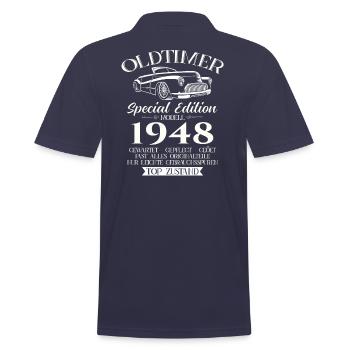 Oldtimer 1948 Jahrgang 1948 76. Geburtstag 1948 - Männer Poloshirt - Navy - Hinten - Kai (181cm)