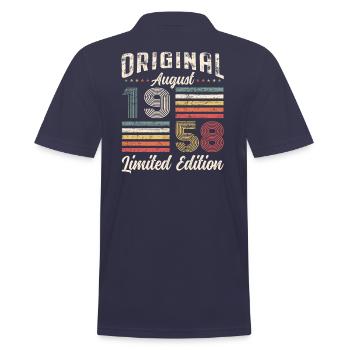 66th Birthday Original August 1958 Born 1958 - Men's Polo Shirt - navy - Back - Kai (181cm)