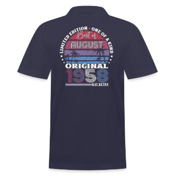 66th Birthday Original August 1958 Born 1958 - Men's Polo Shirt - navy - Back - Kai (181cm)