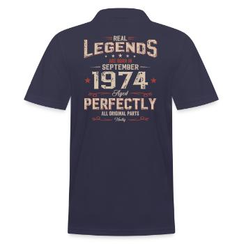 50th Birthday Original September 1974 Volume 74 - Men's Polo Shirt - navy - Back - Kai (181cm)