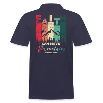 Faith can move Mountains, christliches Geschenk. - Männer Poloshirt - Navy - Hinten - Kai (181cm)