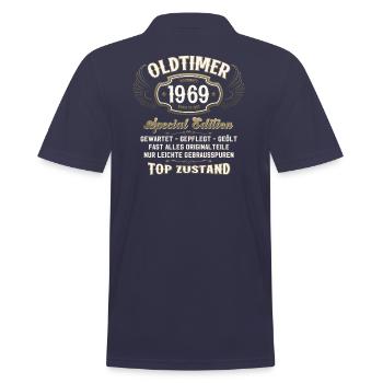 55. Geburtstag Oldtimer November 1969 Jahrgang 69 - Männer Poloshirt - Navy - Hinten - Kai (181cm)