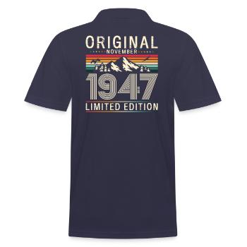 77th Birthday Original November 1947 Volume 47 - Men's Polo Shirt - navy - Back - Kai (181cm)