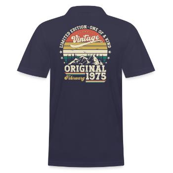 50th Birthday Gift Husband Original February 1975 - Men's Polo Shirt - navy - Back - Kai (181cm)