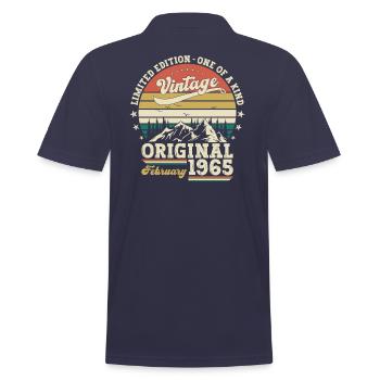 60. Geburtstag Geschenk Mann Original Februar 1965 - Männer Poloshirt - Navy - Hinten - Kai (181cm)