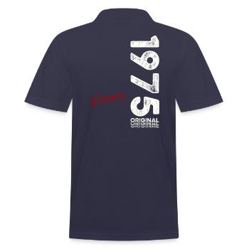 50th Birthday Gift Husband Original February 1975 - Men's Polo Shirt - navy - Back - Kai (181cm)