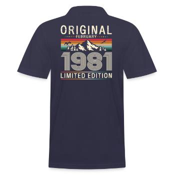 44ème anniversaire cadeau mari Original février 1981 - Polo Homme - bleu marine - Dos - Kai (181cm)