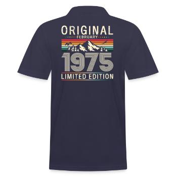 50th Birthday Gift Husband Original February 1975 - Men's Polo Shirt - navy - Back - Kai (181cm)
