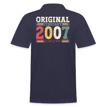 18. Geburtstag Geschenk Mann Original Februar 2007 - Männer Poloshirt - Navy - Hinten - Kai (181cm)