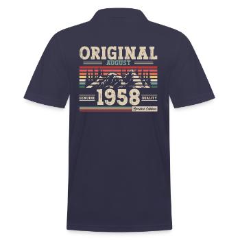66th Birthday Original August 1958 Born 1958 - Men's Polo Shirt - navy - Back - Kai (181cm)