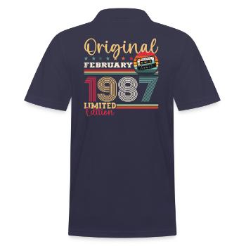 Cadeau d'anniversaire 38 ans Homme Original Février 1987 - Polo Homme - bleu marine - Dos - Kai (181cm)