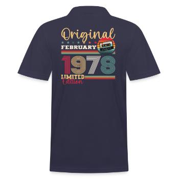 47. Geburtstag Geschenk Mann Original Februar 1978 - Männer Poloshirt - Navy - Hinten - Kai (181cm)