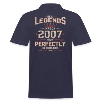 18. Geburtstag Geschenk Mann Vintage März 2007 - Männer Poloshirt - Navy - Hinten - Kai (181cm)