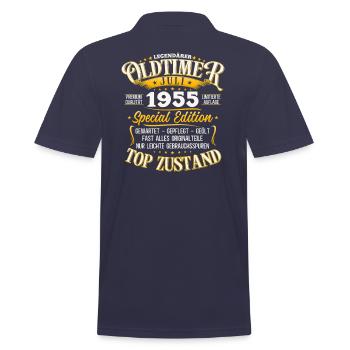 70. Geburtstag Oldtimer Juli Jahrgang 1955 - Männer Poloshirt - Navy - Hinten - Kai (181cm)