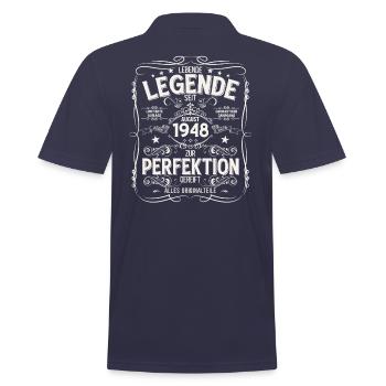 77e anniversaire Légende August Né en 1948 - Polo Homme - bleu marine - Dos - Kai (181cm)