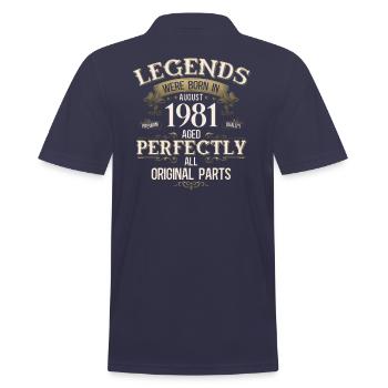 44e anniversaire Légende August Né en 1981 - Polo Homme - bleu marine - Dos - Kai (181cm)