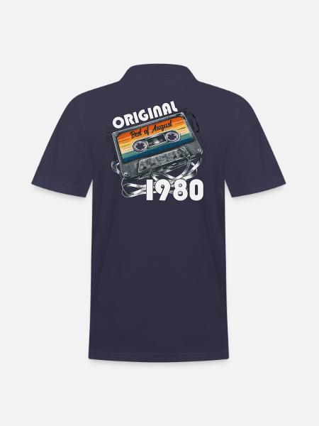 45. Geburtstag Original Kassette August 80 - Männer Poloshirt - Navy