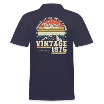 Né 1976 Janvier 47e anniversaire Homme cadeau - Polo Homme - bleu marine - Dos - Kai (181cm)