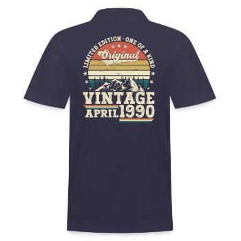 33rd Birthday Man Original April Vintage 1990 - Men's Polo Shirt - navy - Back - Kai (181cm)
