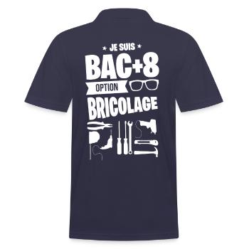 BAC+8 BRICOLAGE cadeau bricoleur humour original - Polo Homme - bleu marine - Dos - Kai (181cm)