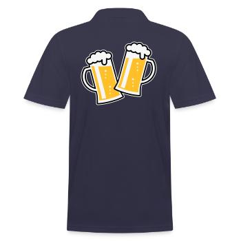 2 Maßkrüge Stoßen An (Bier / Bierseidel / 3C) - Männer Poloshirt - Navy - Hinten - Kai (181cm)