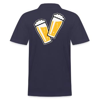 2 Biergläser Stoßen An (Bier / Willibecher / 3C) - Männer Poloshirt - Navy - Hinten - Kai (181cm)