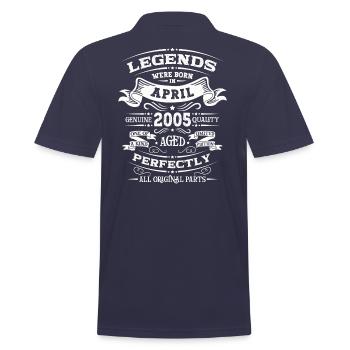 19th Birthday Husband Legend April Vintage 2005 - Men's Polo Shirt - navy - Back - Kai (181cm)