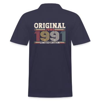 Original June 1991 Born 1991 33rd Birthday 91 - Men's Polo Shirt - navy - Back - Kai (181cm)