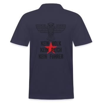 GEGEN NAZIS ANTINATIONALISTISCH ANTIFA STERN EULE - Männer Poloshirt - Navy - Hinten - Kai (181cm)