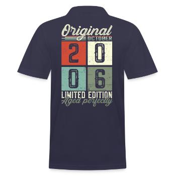 Original October 2006 16th Birthday Gift Cool - Men's Polo Shirt - navy - Back - Kai (181cm)