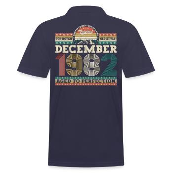 Décembre Né en 1982 Cadeau de 40e anniversaire - Polo Homme - bleu marine - Dos - Kai (181cm)