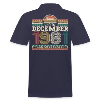 December Born 1981 41st birthday gift - Men's Polo Shirt - navy - Back - Kai (181cm)