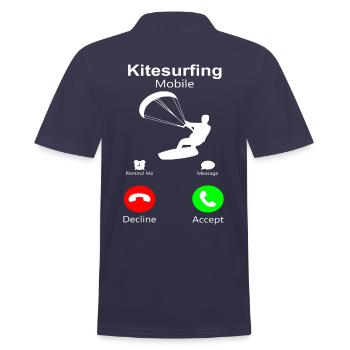 Kitesurfing Mobile Call Me Kite Surfer Phone Fun - Men's Polo Shirt - navy - Back - Kai (181cm)