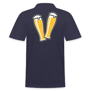2 Weißbiergläser Stoßen An (Bier Weizenbier / 3C) - Männer Poloshirt - Navy - Hinten - Kai (181cm)