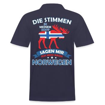 Die Stimmen in meinem Kopf - Norwegen - Männer Poloshirt - Navy - Hinten - Kai (181cm)