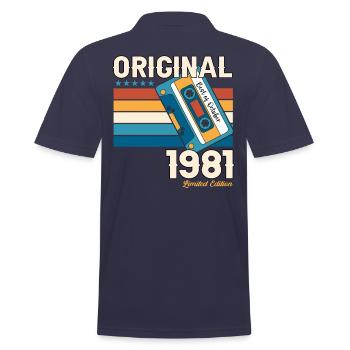 42e anniversaire mari octobre millésime 1981 cassette - Polo Homme - bleu marine - Dos - Kai (181cm)