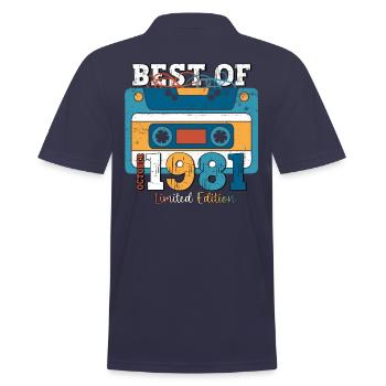 42e anniversaire mari octobre millésime 1981 cassette - Polo Homme - bleu marine - Dos - Kai (181cm)